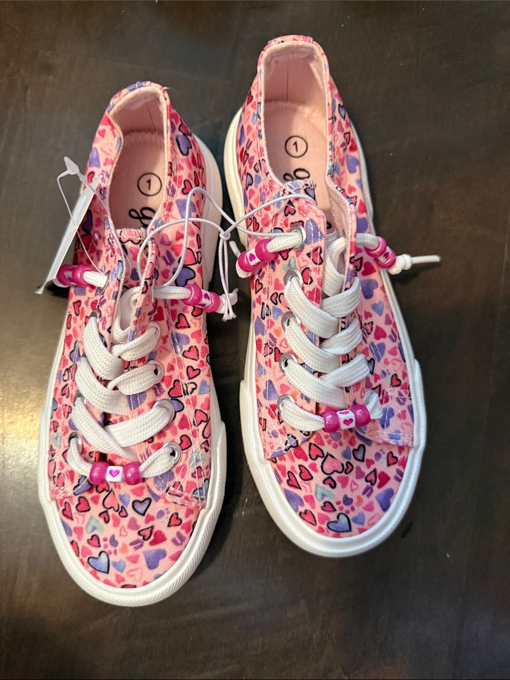 Kids Pink Heart-Print Slip-On Sneakers